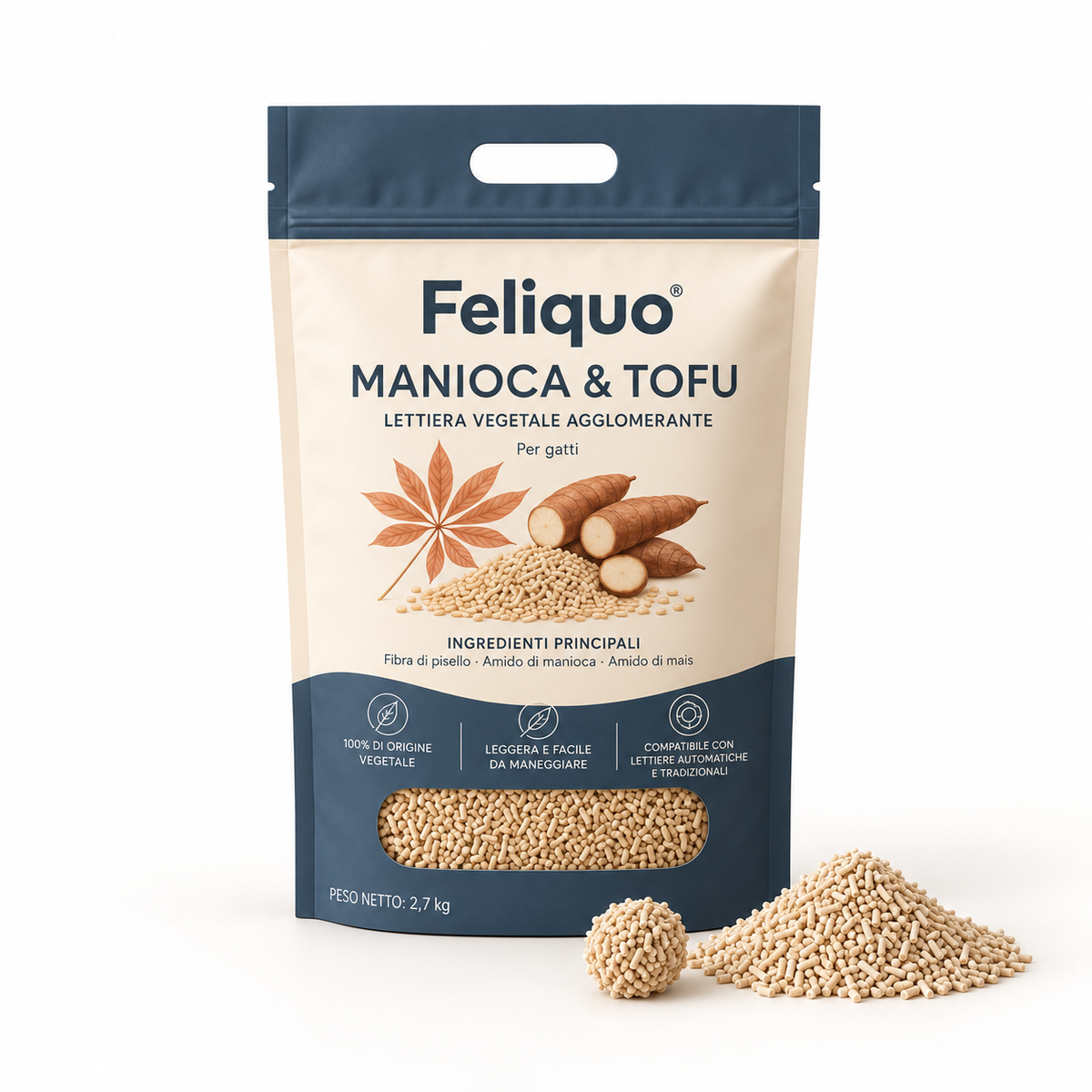Feliquo PureClump — Manioca & Tofu, 2,7 kg